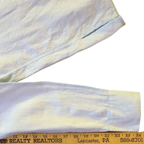 Talbots Irish Linen Button-Up Shirt Womens Sz 8 Pastel Blue Long Sleeve Classic - Picture 13 of 14